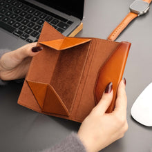 Load image into Gallery viewer, Triangle Leather Glasses Case – Vintage Eyewear Holder
