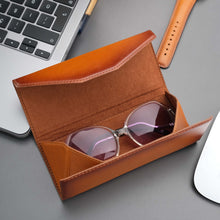 Load image into Gallery viewer, Triangle Leather Glasses Case – Vintage Eyewear Holder

