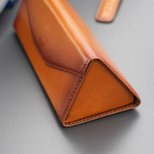 Load image into Gallery viewer, Triangle Leather Glasses Case – Vintage Eyewear Holder
