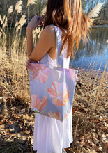 Load image into Gallery viewer, Tote Bag: Hibiscus on Grey
