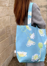 Load image into Gallery viewer, Tote Bag: Queen Anne's Lace on Teal
