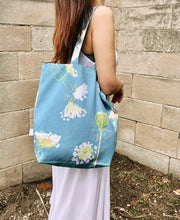 Load image into Gallery viewer, Tote Bag: Queen Anne's Lace on Teal
