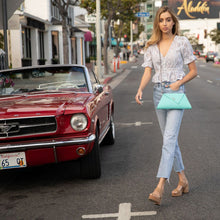 Load image into Gallery viewer, Leather Clutch Bag Turquoise Evening Purse Unique Women's Handbag
